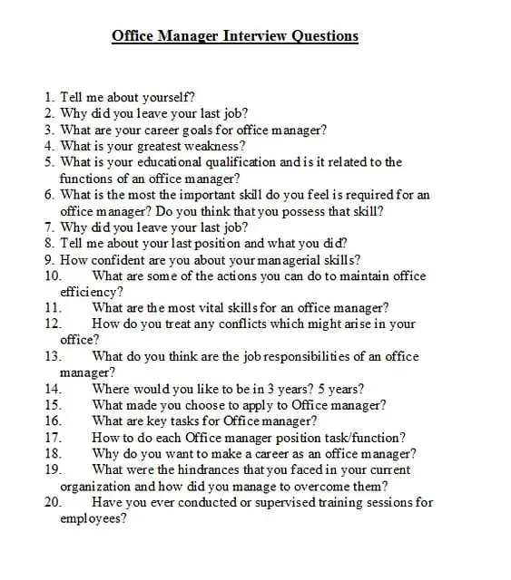 Sample Office Manager Interview Questions