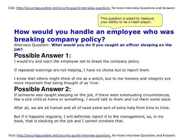 Security Guard Interview questions and Answers