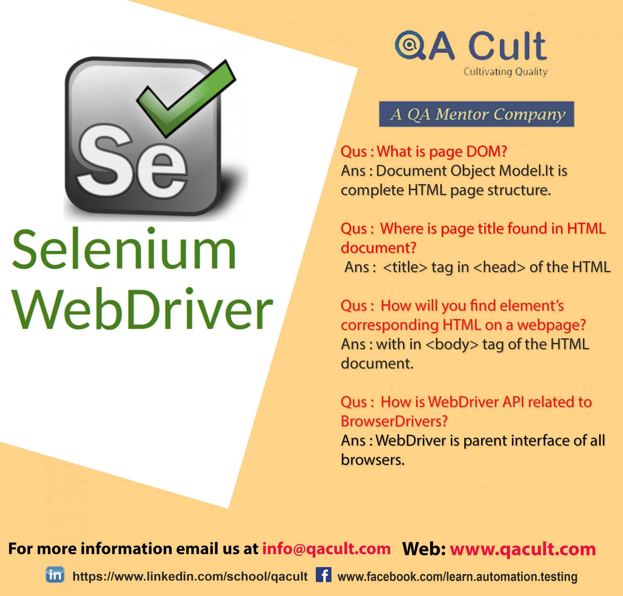 Selenium WebDriver question &  Answer