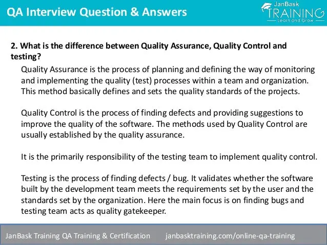 Software Quality Assurance (QA) Testing Interview Questions &  Answers