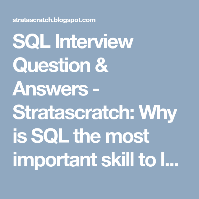 SQL Interview Question &  Answers