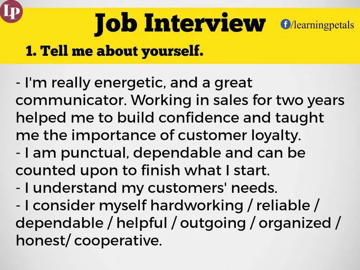 Tell me about yourself. Job interview.