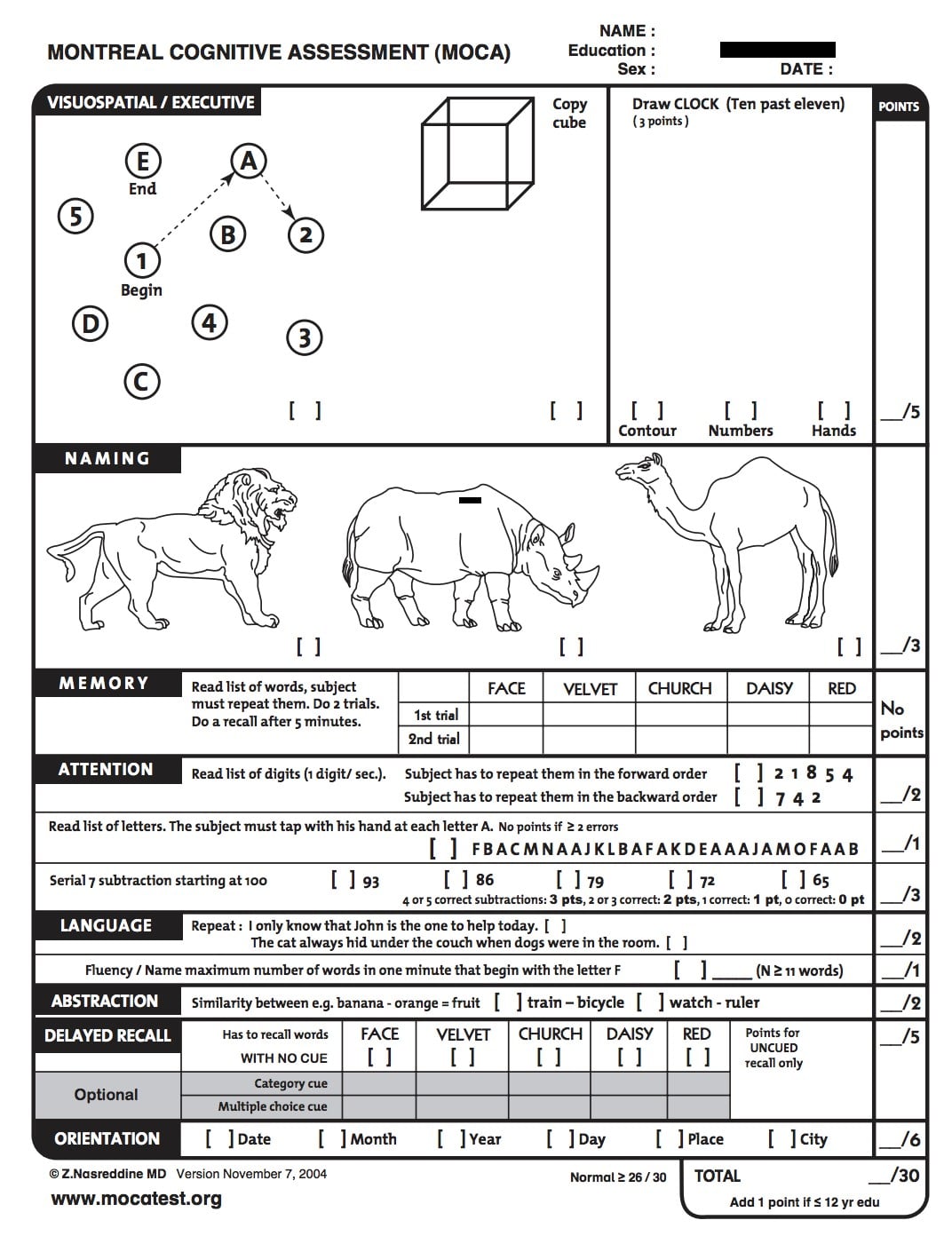 The Montreal Cognitive Assessment: Not an Intelligence Test