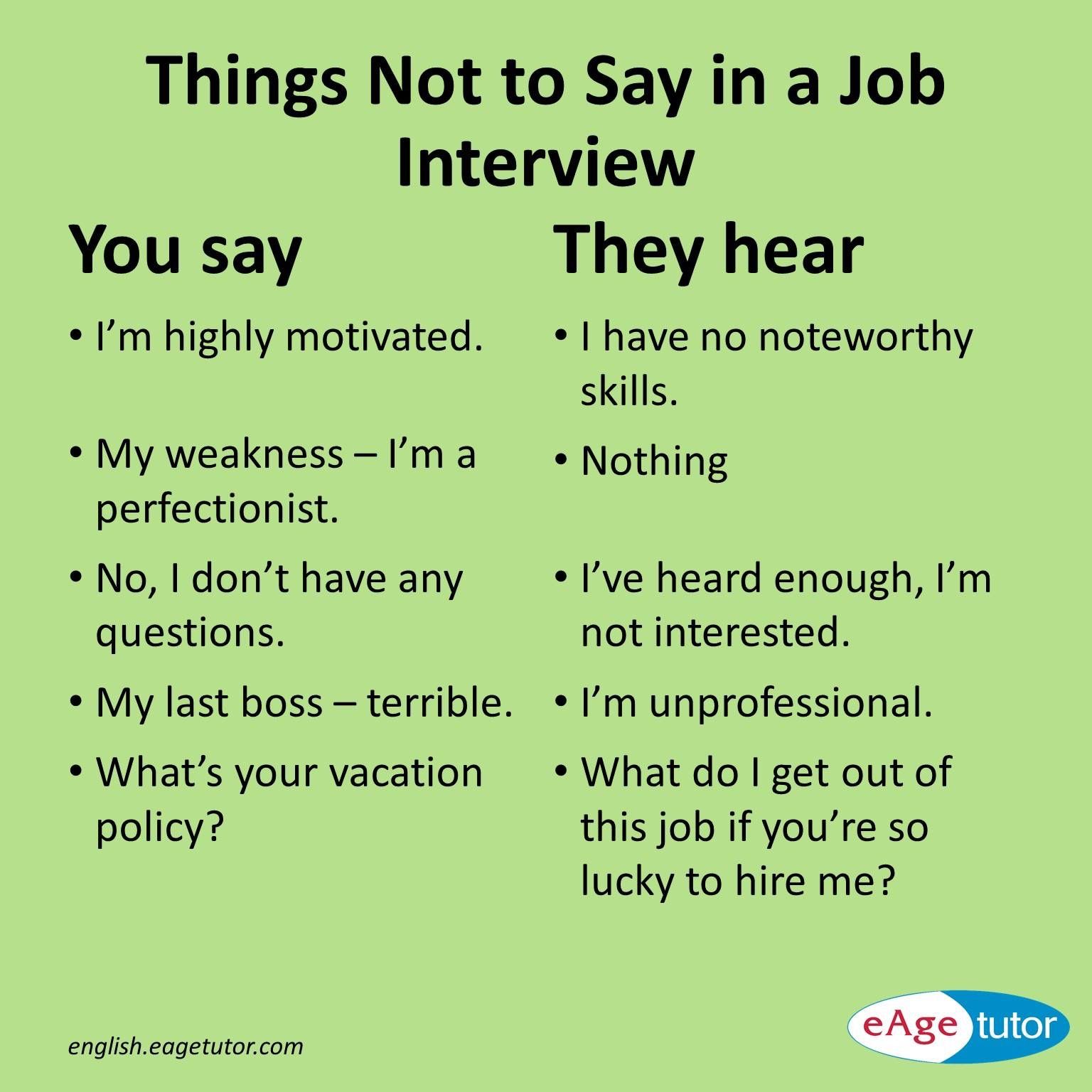 Things Not to Say in a Job Interview