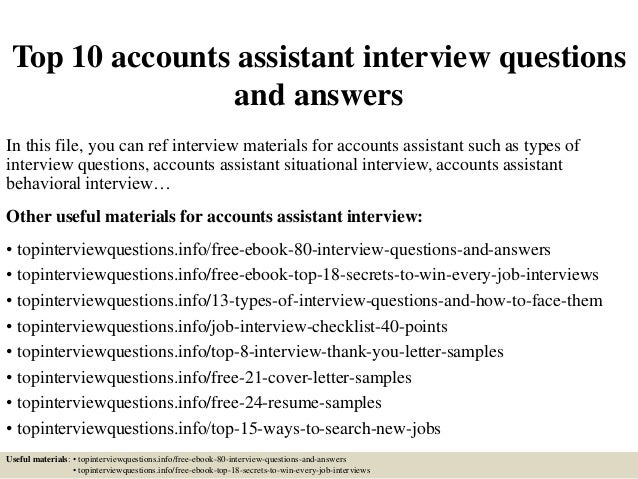 Top 10 accounts assistant interview questions and answers