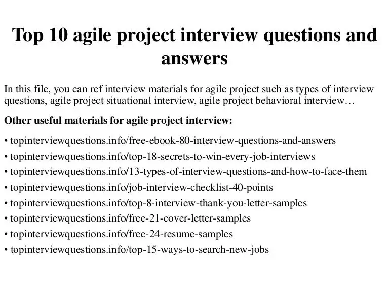 Top 10 agile project interview questions and answers