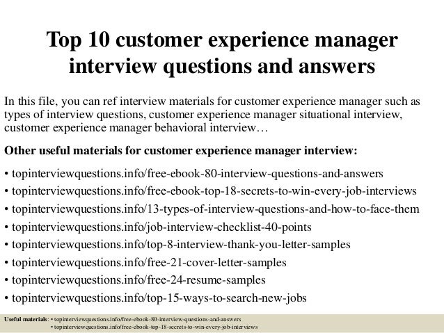 Top 10 customer experience manager interview questions and answers