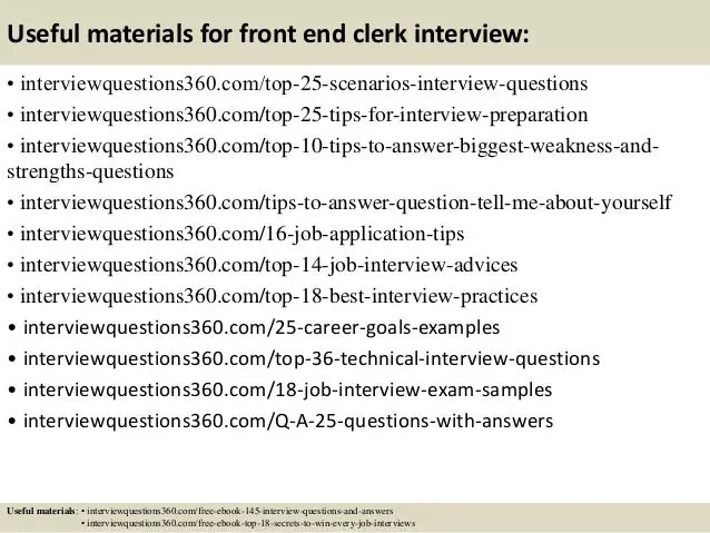Top 10 front end clerk interview questions and answers