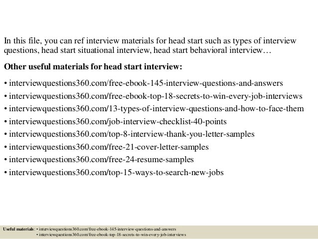 Top 10 head start interview questions and answers