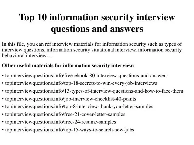Top 10 information security interview questions and answers
