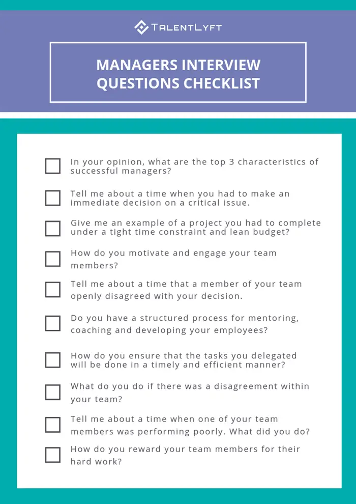 Top 10 Interview Questions for Managers [CHECKLIST]