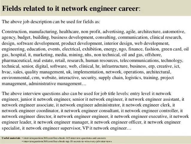 Top 10 it network engineer interview questions and answers
