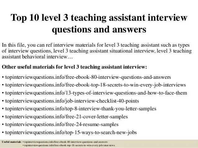 Top 10 level 3 teaching assistant interview questions and answers