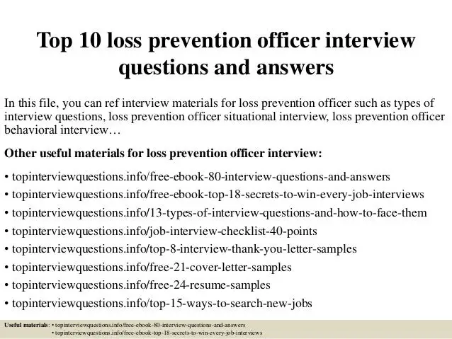 Top 10 loss prevention officer interview questions and answers