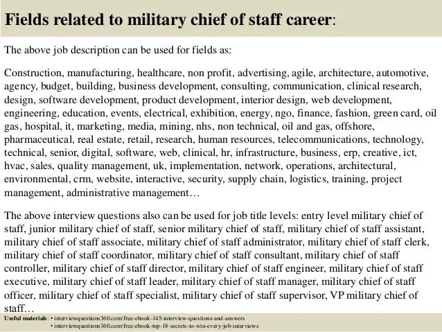 Top 10 military chief of staff interview questions and answers