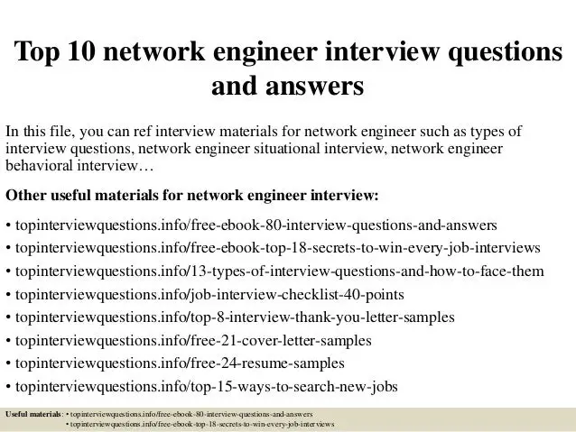 Top 10 network engineer interview questions and answers