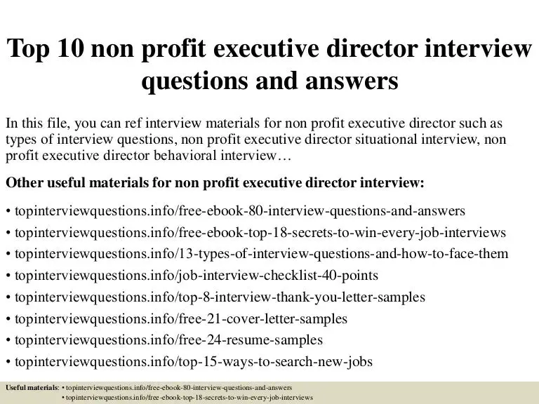 Top 10 non profit executive director interview questions and answers
