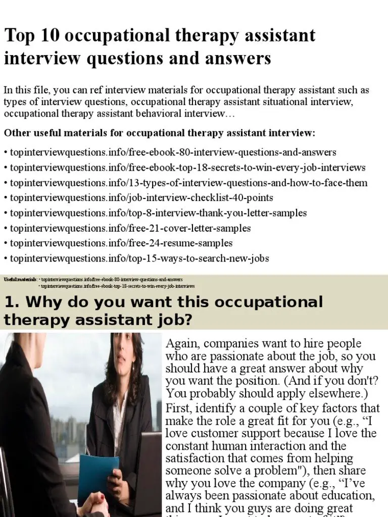 Top 10 occupational therapy assistant interview questions and answers ...