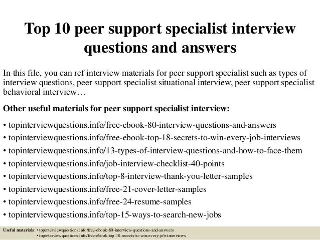 Top 10 peer support specialist interview questions and answers