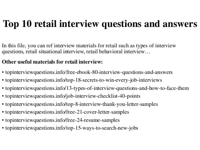 Top 10 retail interview questions and answers