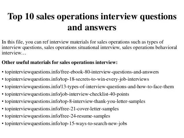 Top 10 sales operations interview questions and answers