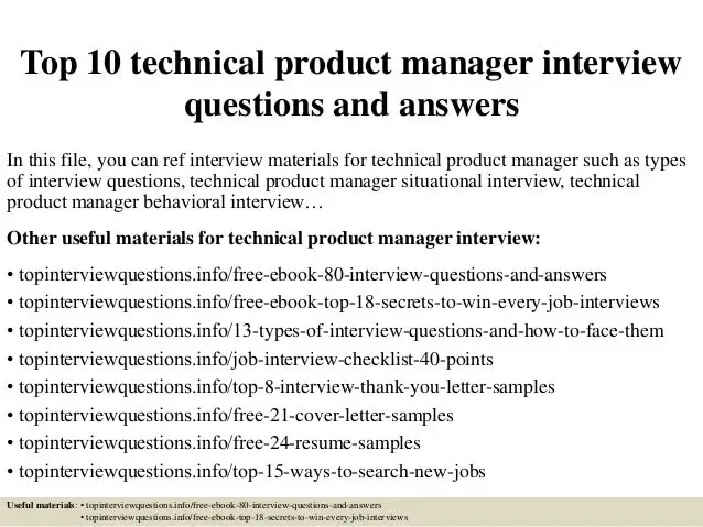 Top 10 technical product manager interview questions and ...