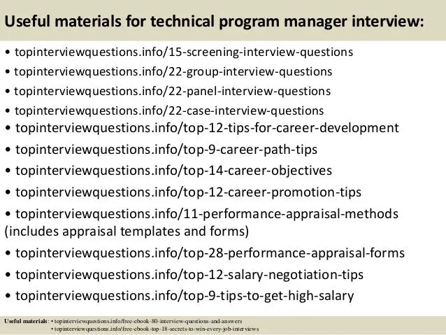 Top 10 technical program manager interview questions and ...