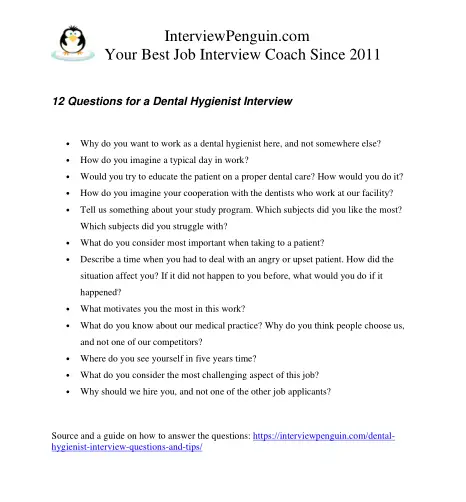 TOP 12 Dental Hygienst Interview Questions and Answers