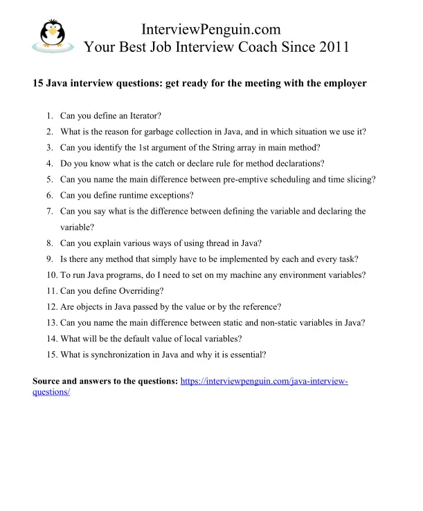 TOP 15 Java Interview Questions (with answers)