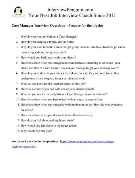 TOP 20 Interview Questions for Case Manager, 2020 Edition