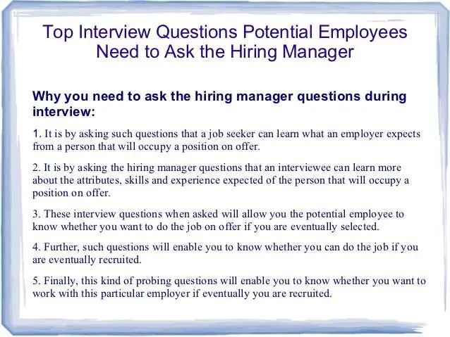 Top interview questions potential employees need to ask the hiring maâ¦