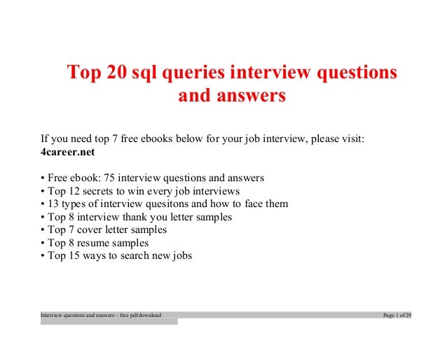 Top sql queries interview questions and answers job interview tips
