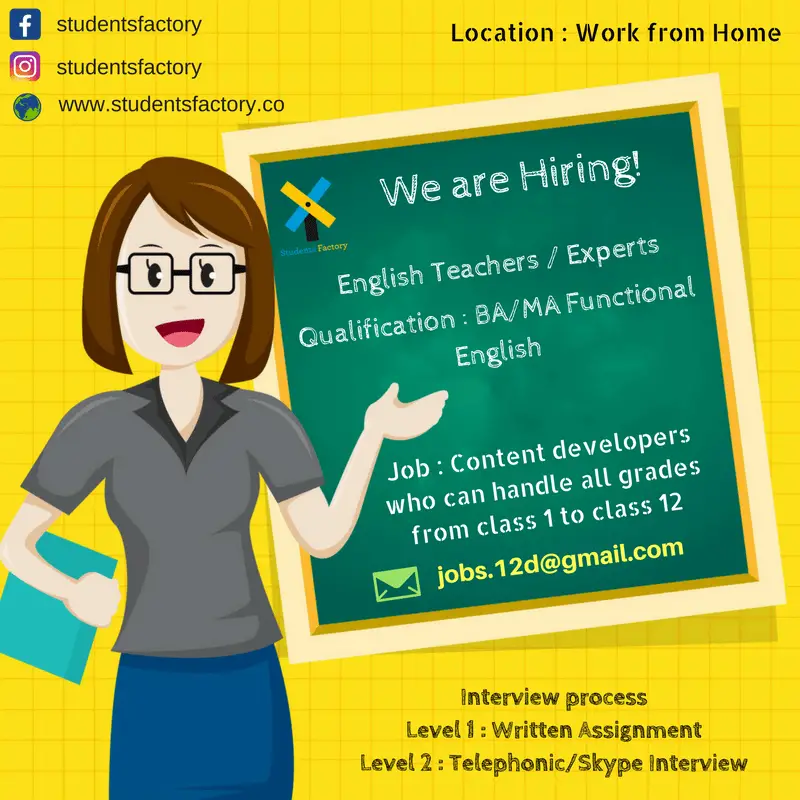 We are Hiring !!! " English Teachers / English Experts"  #12DJobs # ...