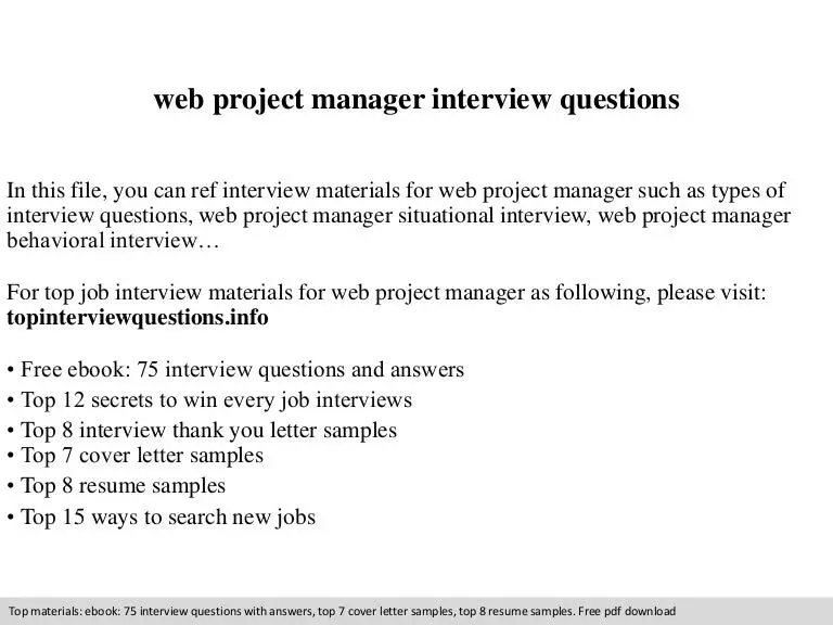 Web project manager interview questions