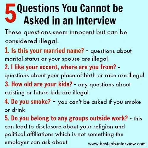 What Questions Are Not Allowed To Ask In An Interview