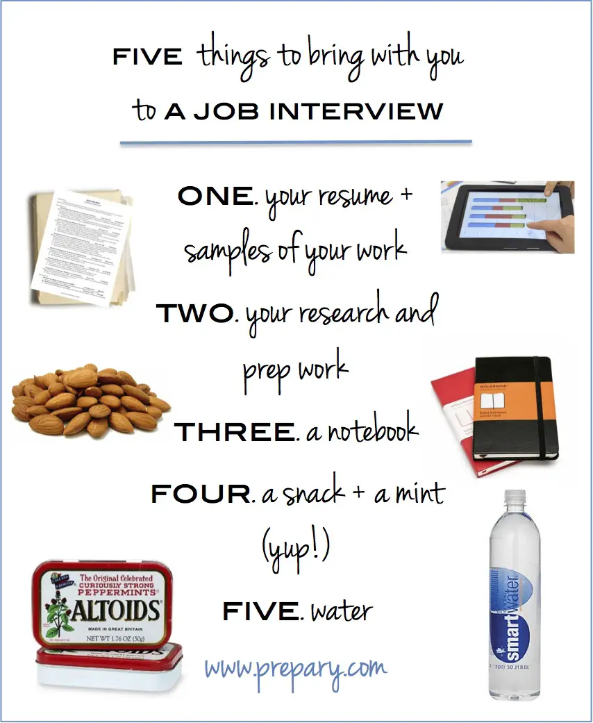 What to bring with you to a job interview : The Prepary